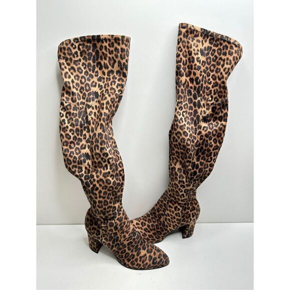 Marc Fisher Boots Women’s Size 6 Over The Knee Pointed Toe Leopard Print NEW - Picture 5 of 13